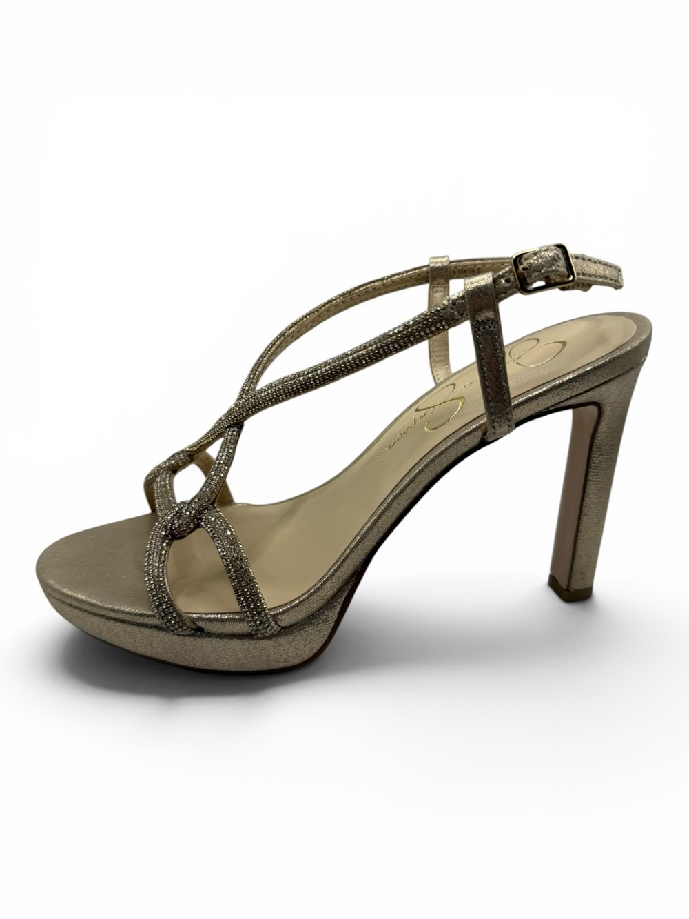 Jessica Simpson Metallic Gold Strappy Platform Heel Sandal